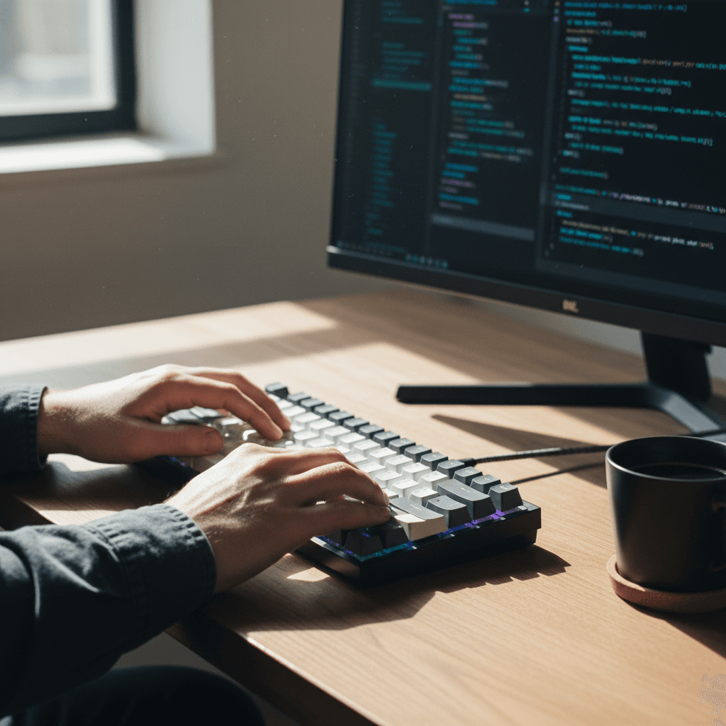Developer reviewing cookie policy compliance documentation on laptop
